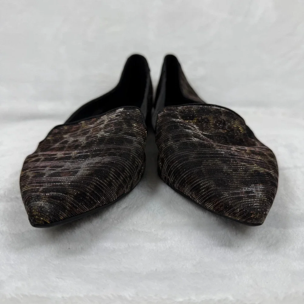 ALDO Leopard Print Metallic Pointed Toe Flats‎ Gold Bronze Size 9 Womens